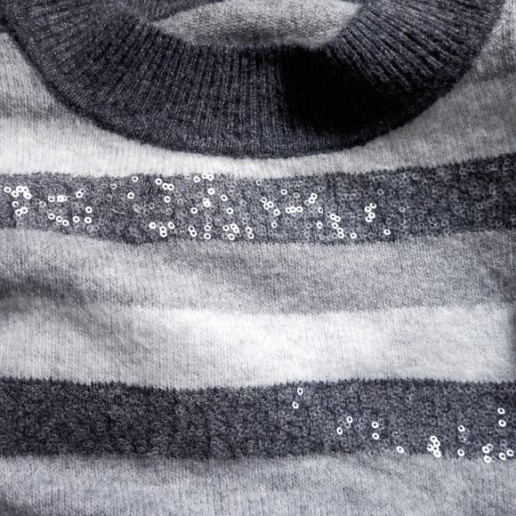 Halogen Striped Sequin Sweater Black Grey XXL NWT Holiday Winter Fashion Knit - Picture 8 of 10